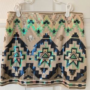 Express tribal sequin mini skirt Size S